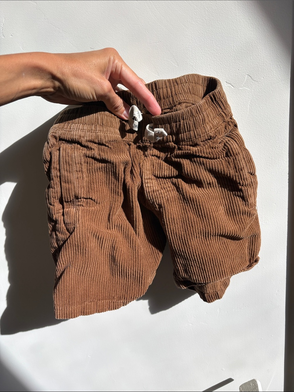 Kids' Brown 70s Corduroy Drawstring Shorts